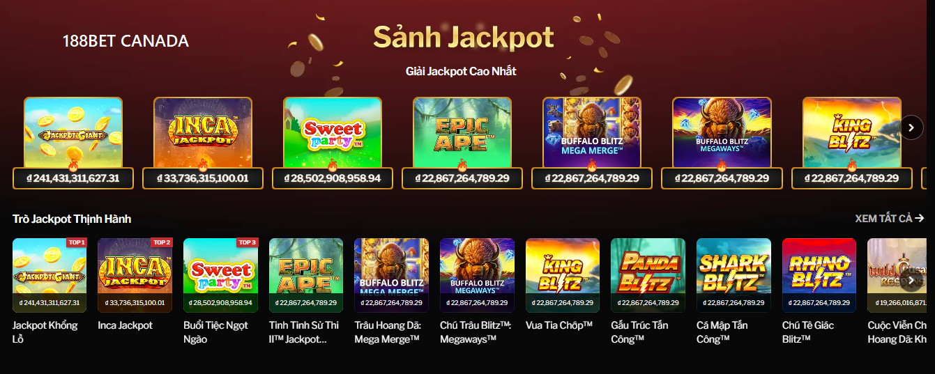 Một số game slot 188bet