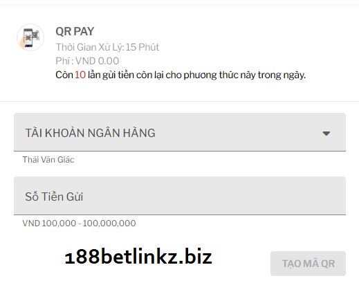 Nhập thông tin nạp tiền 188bet