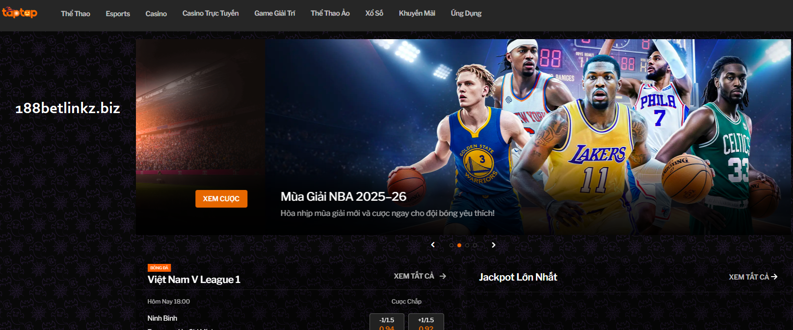 Giao diện trang chủ của nhà cái